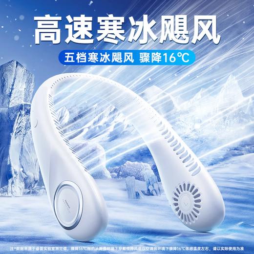 积分免费兑：睿量（REMAX）【16°C冷风吹全身】挂脖风扇随身便携脖子制冷空调户外出行学生办公无叶usb静音头戴小风扇 白色 0mAh 商品图0