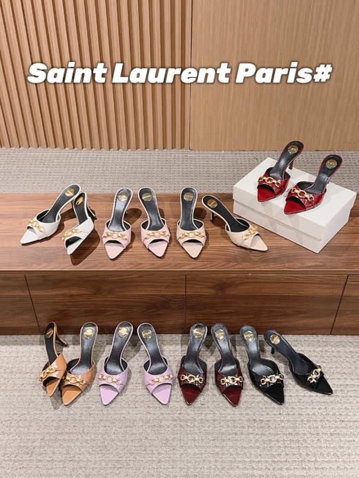 Saint Laurent 26SS早春新款圣罗兰链条尖头高跟拖鞋  （DBG） 商品图0