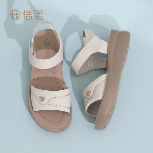 信诺妈妈鞋厚底舒适一字带外穿沙滩凉鞋中老年女鞋子2026夏季新款6L950-60 商品图4