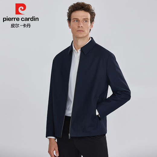 皮尔卡丹翻领针织细横纹格纹里布针织夹克PZXJ41201 商品图3