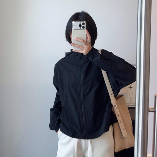 下手要快！2026宽松短款休闲户外连帽薄款外套女防晒百搭上衣拉链开衫！ 商品图1