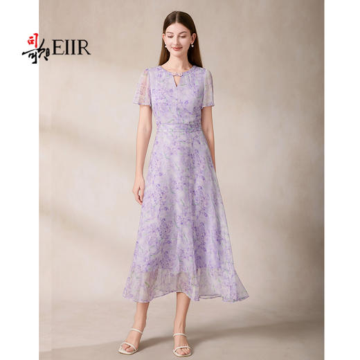 司歌印花收腰短袖碎花裙雪纺连衣裙短袖A911002X 商品图0