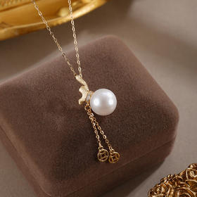 子佩集【纳财福袋】银S925珍珠惜王妃套链【MLTL028】10mm珠镀金流苏钱币2601