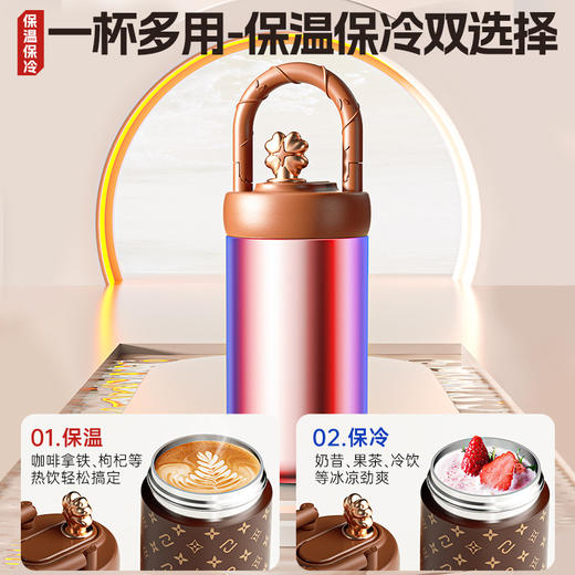 【轻奢复古❗️便携咖啡杯】长效保温保冷，轻巧便携不压手，手提设计解放双手，咖啡、奶茶、冰饮全场景适配，冬季夏季高颜值户外运动便携提手杯子L 商品图2