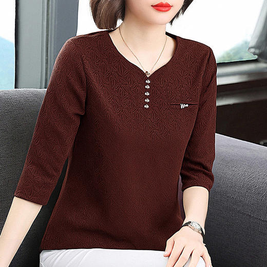 大码七分袖T恤女2026春季新款宽松洋气遮肚薄款小衫中袖减龄上衣 商品图2