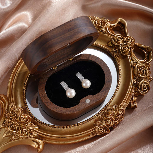 子佩集【柔光月渡】银S925珍珠惜王妃耳钉【E4576】8mm珠一字半环2601 商品图1