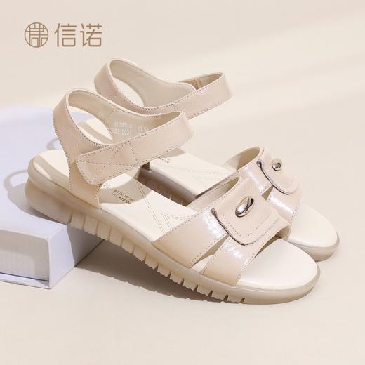 信诺妈妈凉鞋女平底软底舒适魔术贴中老年休闲沙滩鞋2026夏季新款6L385-3 商品图4
