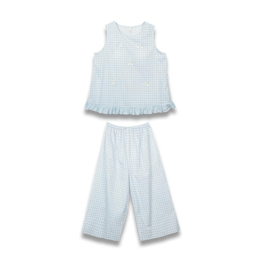 青野漫游带胸垫夏季格子甜美无袖家居服套装-纪念日百货门店同款170094134 商品图0