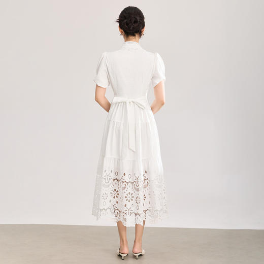 「高货wl」全新升级【铂金会员367/天猫489/差价122】(12734)洛诗琳法式气质镂空绣花连衣裙2026夏季水溶蕾丝收腰裙 商品图1