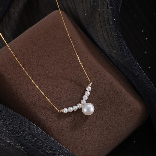 子佩集【暮光物语】G18K珍珠惜王妃项链【MLKJXL011】2.8-7mm珠一字多珠2601 商品图0