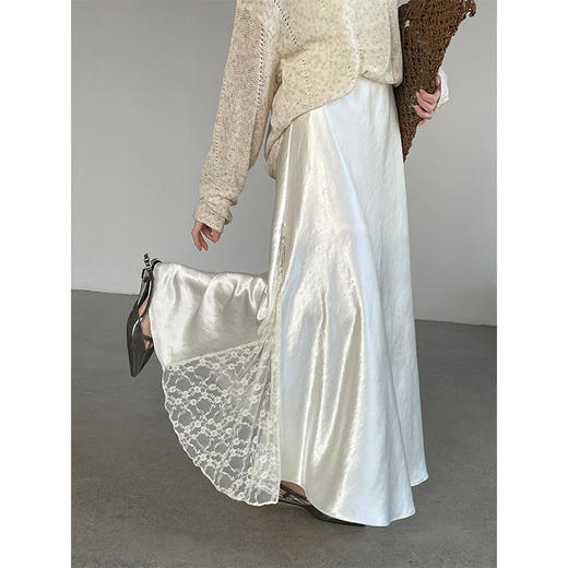 【缎面蕾丝】半身裙女大裙摆飘逸百搭半身裙 商品图2