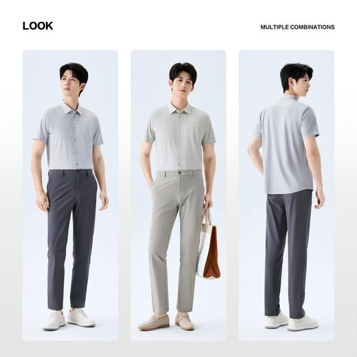 【针织格子衬衫】柒牌男装2026夏季休闲几何印花中弹舒适短袖衬衫 130A70540 商品图2