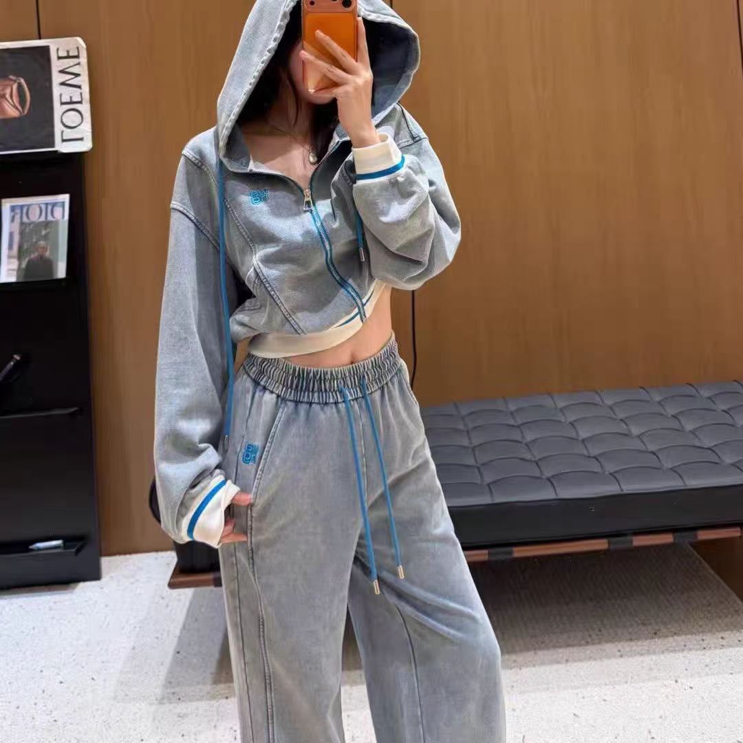 【孤品样衣，不退不换】春季新品连帽外套&松紧腰直筒裤