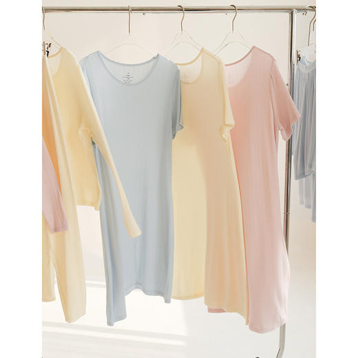 官网690！华家莱赛尔天丝裸感透气短袖睡裙女亲肤休闲可外穿中长款连衣裙家居服 商品图3