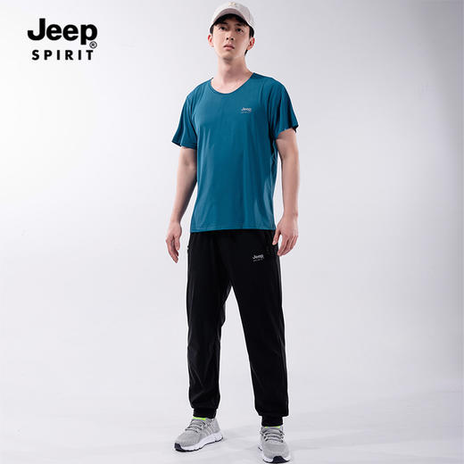 男女同款 【JEEP SPIRIT冰丝三件套9807款】高弹透气 薄款冰丝速干透气短袖+短裤+长裤休闲运动三件套  长裤可选束脚/直筒 商品图7
