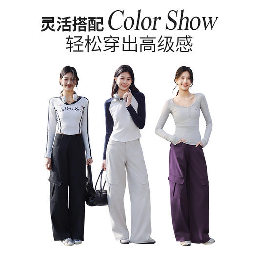 【腿型修容师，柔软丝滑】春夏季新款SAKURA樱花工装弯刀裤女新款高腰显瘦直筒裤藏肉百搭多口袋阔腿裤 商品图3