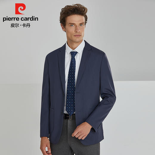 皮尔卡丹纯色平驳领贴袋磨毛无里两粒扣针织西服PXK06012 商品图3