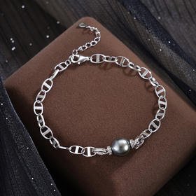 子佩集【墨夜奇迹】银S925珍珠惜王妃手链【MLSL013】9mm珠黑珠日子扣2601