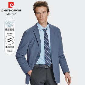 皮尔卡丹泡泡纱竖纹提花无里两粒扣针织西服PXK21106