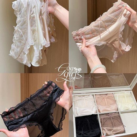 【高颜值·法式透气蕾丝内裤】新款亲肤网纱女士内裤中高腰包臀裆裤衩薄 商品图1