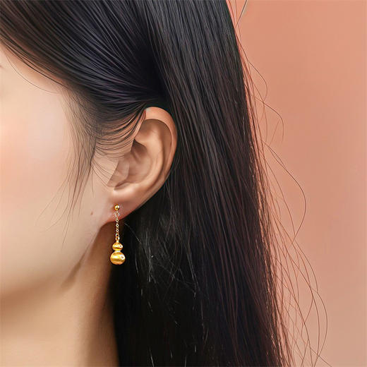 18K金葫芦耳钉精美耳环 女士礼物MEMORA诗普琳KEE02301(线上专供） 商品图2