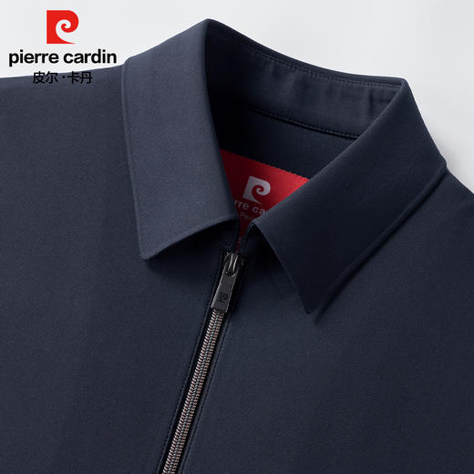 皮尔卡丹翻领针织细横纹格纹里布针织夹克PZXJ41201 商品图5