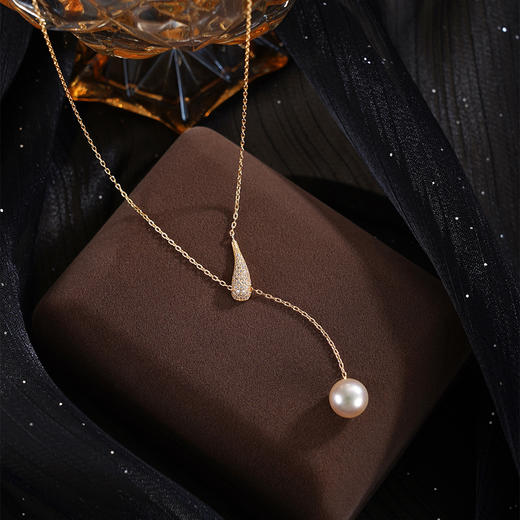 子佩集【洛神之迷】银S925珍珠惜王妃套链【HJYTL007】9mm珠镀金水滴吊球2601 商品图1