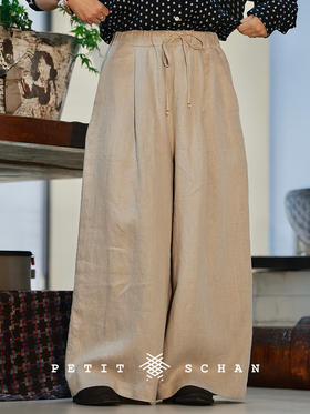 Petit Schan小闪 CLO#1084 Remain unsullied 一尘不染 一千零一夜系列法国雨露麻松紧腰阔腿裤