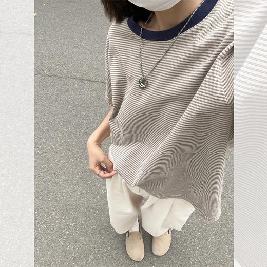 <曾小咸推荐>3.24  日系撞色休闲条纹T 日常109/件 活动价89/件！！【预售款，预计3-15天发货】 商品图0