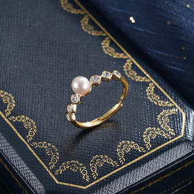 子佩集【涟漪漫语】银S925珍珠惜王妃戒指【R2324】5mm珠双色一字星点2601