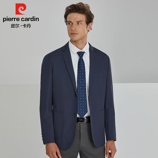 皮尔卡丹纯色平驳领贴袋磨毛无里两粒扣针织西服PXK06012 商品图4