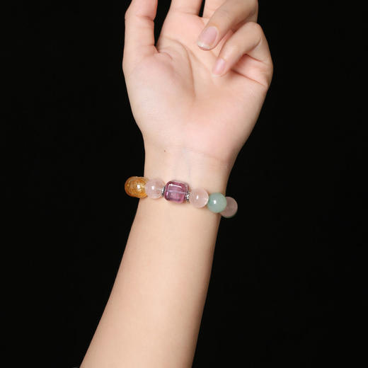 【祈愿吉品】「翡色生香」粉晶黄塔晶手链 商品图2