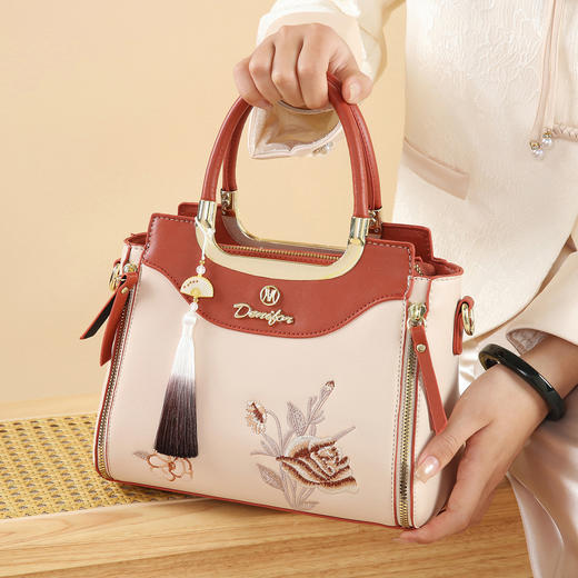 雀说 刺绣款国风包简约手提包斜挎包T7259 商品图0