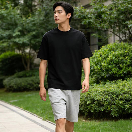 【49.9元2件】230G重磅精梳纯棉T恤宽松圆领正肩情侣款大码短袖三本针百搭潮流半袖S-XL★娃娃优选 商品图10