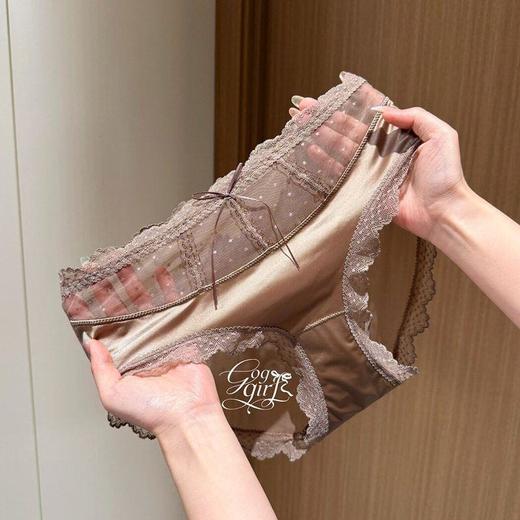 【高颜值·法式透气蕾丝内裤】新款亲肤网纱女士内裤中高腰包臀裆裤衩薄 商品图3