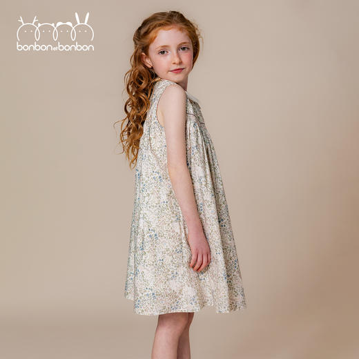 彼得潘领打揽印花无袖连衣裙 商品图1