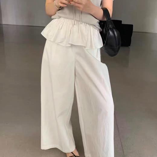 春夏新款【小众芭蕾风裙边休闲裤】松弛感净色松紧腰气质休闲工装裤 商品图1
