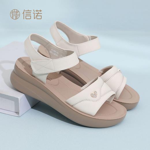 信诺妈妈鞋厚底舒适一字带外穿沙滩凉鞋中老年女鞋子2026夏季新款6L950-60 商品图3