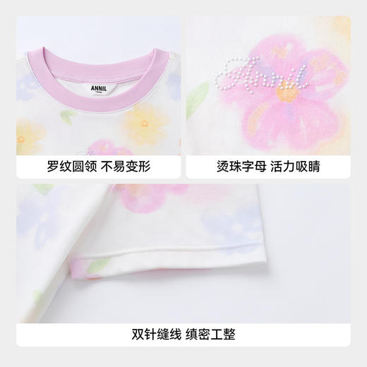 女童圆领短袖针织衫夏季新款安奈儿童装EG621639 商品图4
