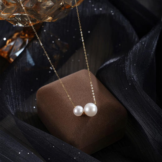 子佩集【邂逅】G18K珍珠惜王妃项链【MLKJXL006】7.5-10mm珠镀金双珠2601 商品图1