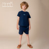 深蓝刺绣细节T恤/短裤套装 商品缩略图0