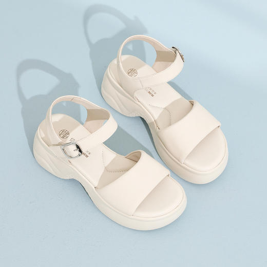 休闲风厚底一字带凉鞋女夏季舒适软底不累脚简约时装凉鞋6L559-2T 商品图1