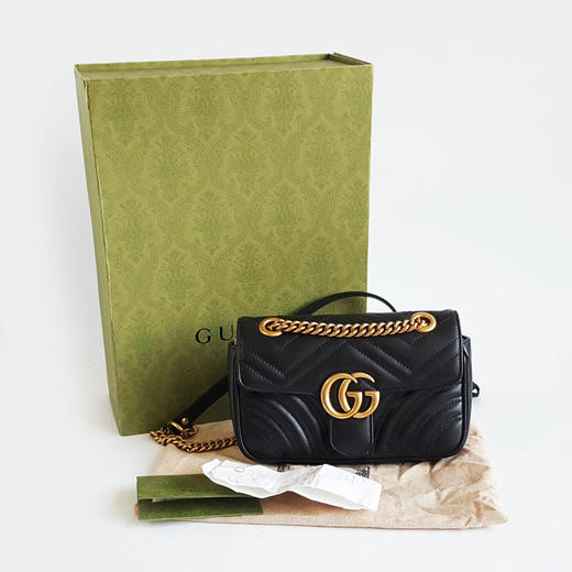 【95新】Gucci古驰Marmont系列446744黑金马蒙22新款内里链条包单肩包单肩斜挎包女士230326HS03 商品图1