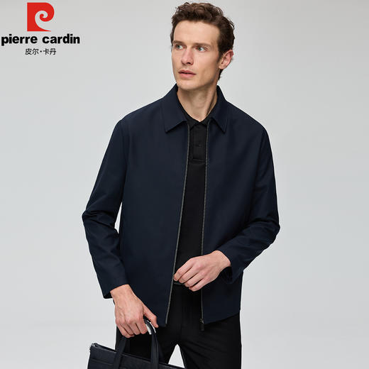 皮尔卡丹翻领针织细横纹格纹里布针织夹克PZXJ41201 商品图9