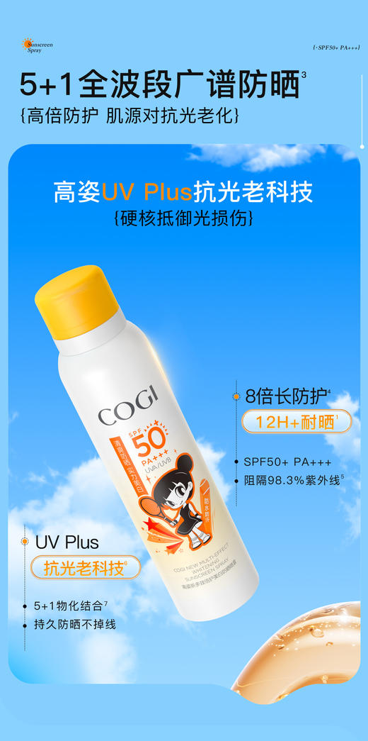 【GZ】无忧购109元3件高姿新多效倍护美白防晒喷雾SPF50+PA+++(截单后3-5天发货) 商品图3