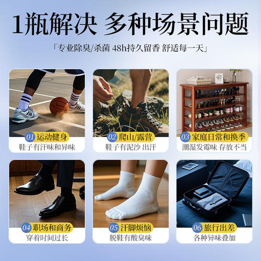 【一喷告别鞋袜臭味】鞋袜除臭喷雾 专利雾化喷头 细菌真菌灭杀率为99.9% 即喷即穿 一秒速干 告别鞋袜臭味尴尬 280ml/瓶 商品图1