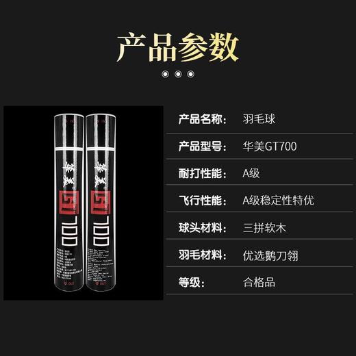 华美GT700鹅毛羽毛球飞行稳定耐打不易烂俱乐部专业比赛12只77速 商品图2