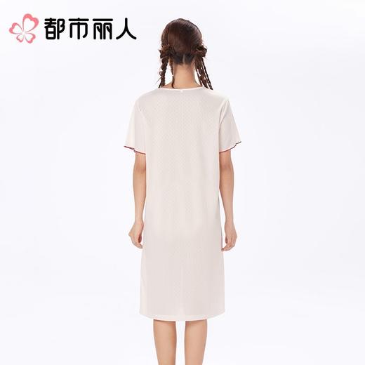 都市丽人睡衣女士睡衣薄家居服牛奶丝提花睡衣女士牛奶丝短袖裙女装睡裙LHC6E0 商品图2