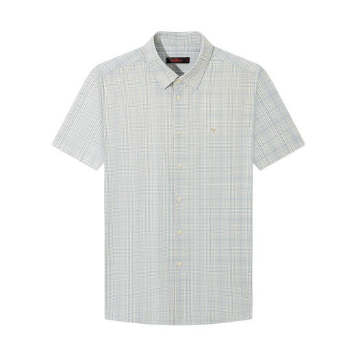 【针织格子衬衫】柒牌男装2026夏季休闲几何印花中弹舒适短袖衬衫 130A70540 商品图4