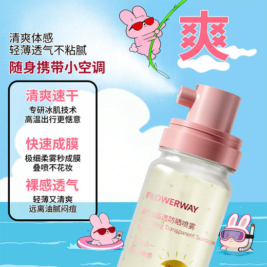 【防水防汗❗️补水养肤】FLOWERWAY美白晶透防晒喷雾水喷雾防水防汗防紫外线便携防晒喷雾。ya 商品图3
